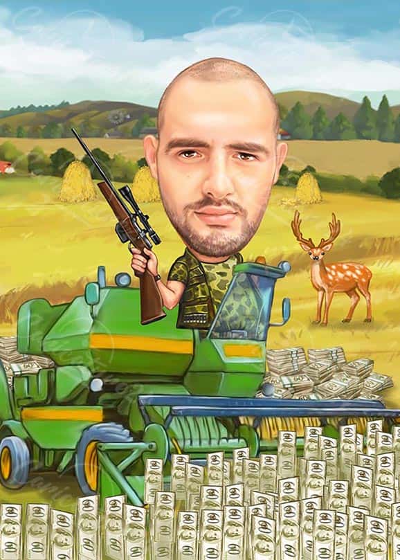 Jäger Karikatur auf dem Feld