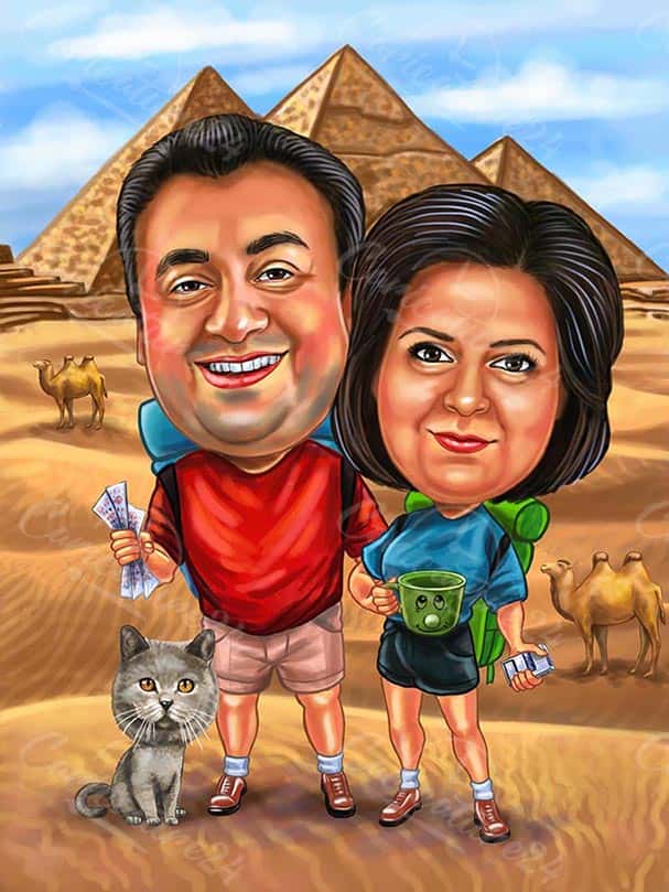 Karikatur für ein Paar in Ägypten