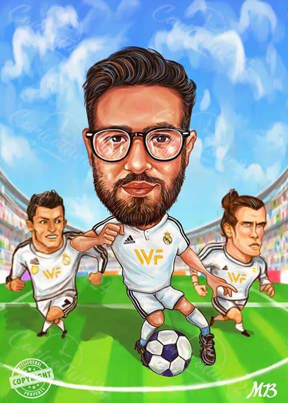 Fußball Mannschaft Karikatur