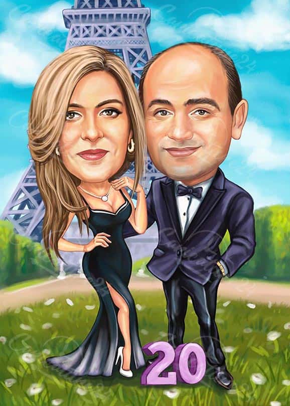 Hochzeitstag Karikatur 20 Jahre zusammen