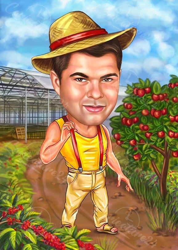 Bauer Karikatur vom Foto