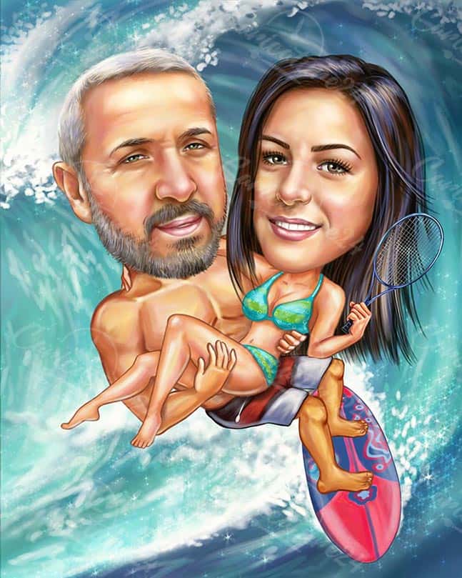 Tennis Karikatur am Strand
