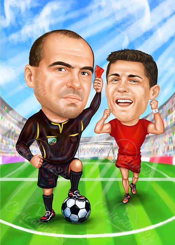 Lustige Fußballkarikatur