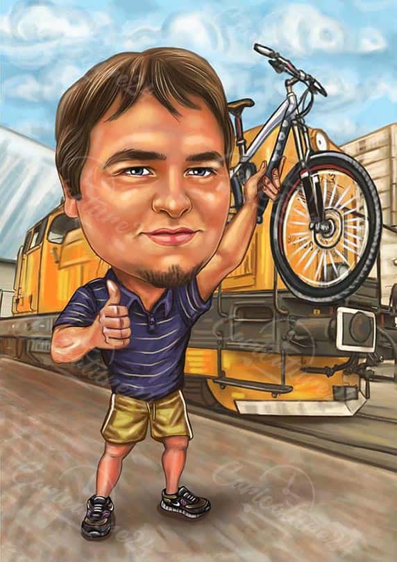 Karikatur mit Fahrradfahrer