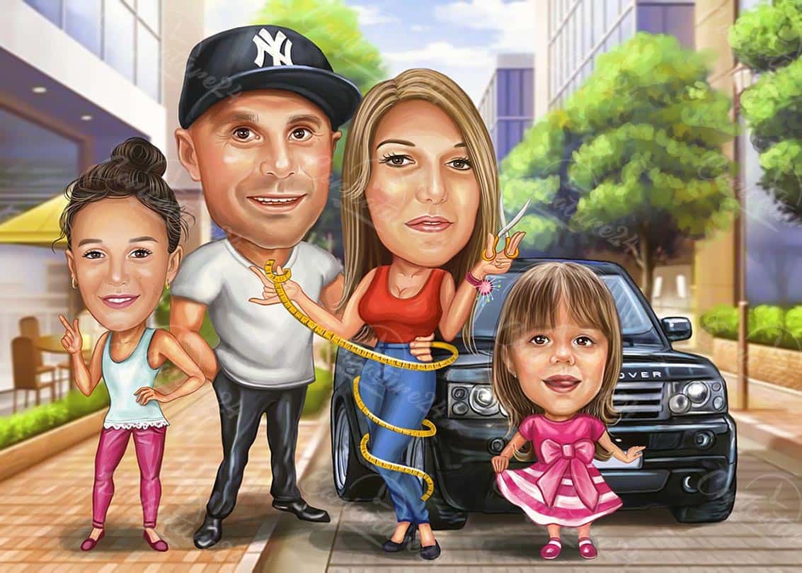 Rapper Familie Karikatur