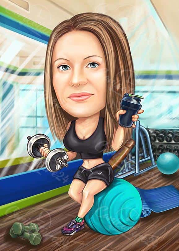 Fitness Karikatur für eine Frau
