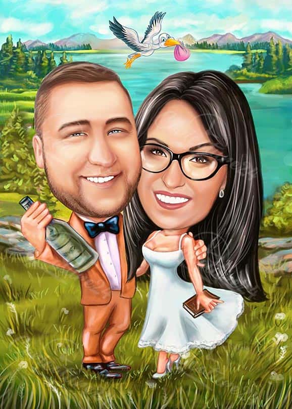  Hochzeitskarikatur für Paar