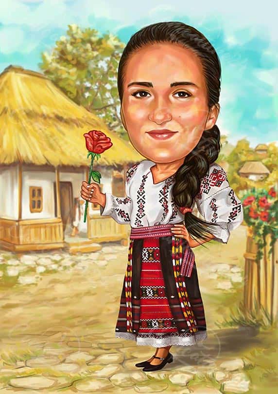 Karikatur der Volksfrau