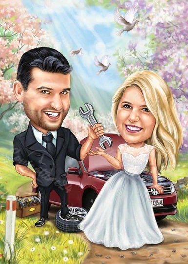 Autowerkstatt Beruf Karikatur